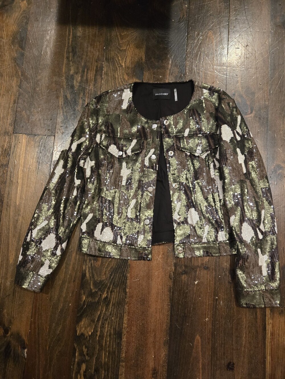 Cabo Sequince CROPPED jacket Blk Grn Wht Brw Sz S NWOT